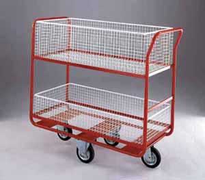 Post Room Trolley with 2 baskets 1070x535x1170 Post trolley mailroom trolleys benches and parcel sorting frames 507BT106 