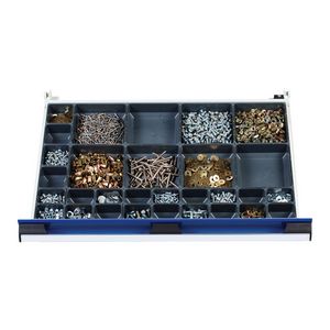 43020458 Bott deep plastic box kit suitable for Cubio drawer cabinets with 525mm wide x 525mm deep drawers. Plastic box kit to suit drawer heights of 75mm. Kit consists of 10 plastic boxes with the following sizes: 4 x 50mm x 50mm boxes   2 x 100mm...