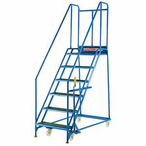Handlock Mobile Safety Steps with 10 x 610mm W ExpametTreads Mobile Warehouse Safety Steps | Working Height 3m - 4m. S067 
