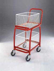 Mail Trolley with 2 baskets 700x435x920 Post trolley mailroom trolleys benches and parcel sorting frames 507BT107 