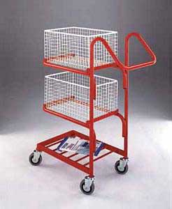 Small Post Room Trolley with 2 baskets 855x430x1055 Post trolley mailroom trolleys benches and parcel sorting frames 507BT109 