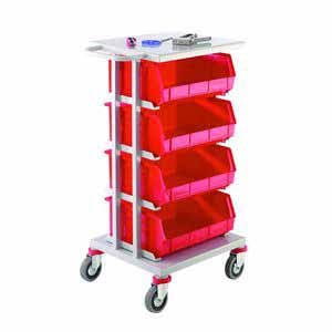 StoreTrolley With Steel Top & 4 Bins - 1010Hx510Wx590mmL Production trolleys for picking containers, Euro container trolley 46/CT20.jpg