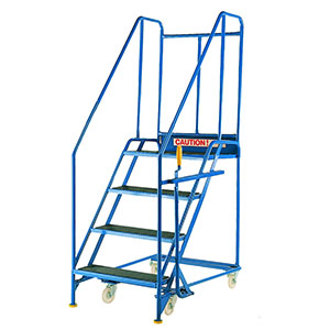 Safety Step 4 Tread - working height 2.4m. 760mm o/a width. Expanded metal and chequer plate safety steps 2 - 3m high S061 