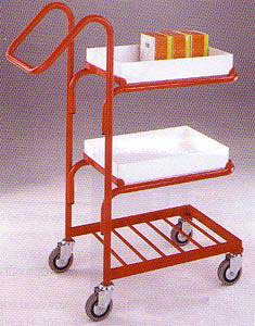 Small Parcel Distribution trolley with 2 steel trays Post trolley mailroom trolleys benches and parcel sorting frames 507BT110 