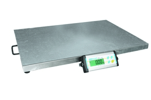 Stainless weighing platform scales  M Series  200kg capacity Floor mounted platform scales with LCd reader on poles or for remote mounting 138341 