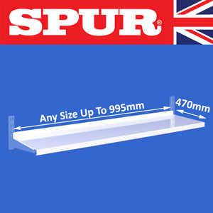 Spur   Special Length Steel-Lok Steel Shelf 470mm Spur Shelving | Spur Steel-Lok Brackets | Cantilever  Wall Mounted & steel wall  mounted shelves 12/470SSteelShelfWhite.jpg