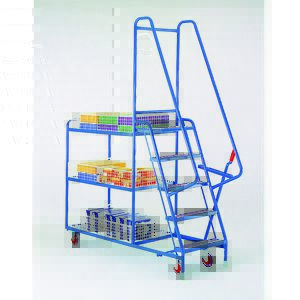 5 Step ladder trolley with 3 Mesh Baskets S199