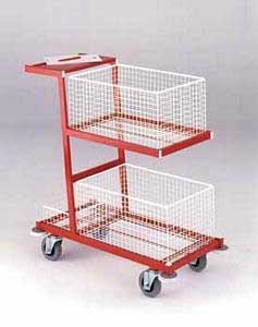 Post Room Trolley with 3 baskets 1035x525x1035 Post trolley mailroom trolleys benches and parcel sorting frames 507BT100 