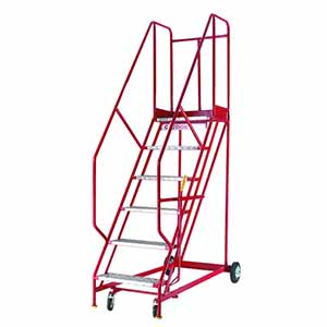 Safety Steps 6 tread 850mm o/a wide - working height 3.0m Expanded metal and chequer plate safety steps 2 - 3m high S161 