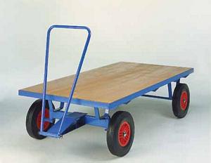 Flat bed turntable Truck 2m x 1m Pnumatic Tyres Turntable trolleys | hand pulled trolleys | pull along steering handle 521TR110P
