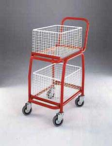 Mail Trolley with 2 baskets 700x435x920 Post trolley mesh basket containers document distribution trolleys 32/bt107.jpg