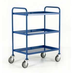 3 Tier Steel Blue Trayed Trolley 1065mmH Tray 760x457 Multi-tiered trolleys tier tea trolleys & 3 tier trucks with shelves trays or baskets 36/tt73.jpg