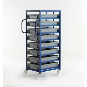 8 Euro container Mobile tray rack 1405mm High Production trolleys for picking containers, Euro container trolley 506CT208 