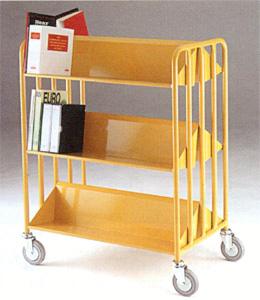 Library Book Trolley with Sloped Book Shelves Post trolley mailroom trolleys benches and parcel sorting frames TT26 Red, Yellow, Green, Blue