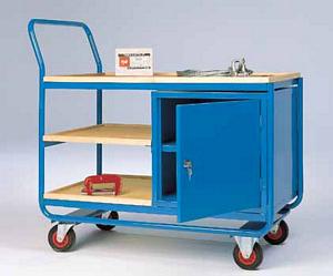 Workshop trolley with cupboard, 3 plywood shelves workshop Trolley maintenance workshops and tool storage trolleys 49/tt162.jpg