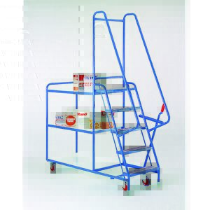 5 step tray trolley with 3 reversible shelves S196