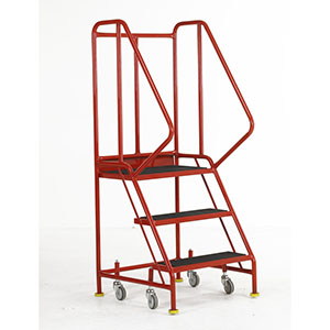Mobile steps 3 tread with retracting castors Retracting Castor Safety Steps | picking library steps that settle on castors 59/s040.jpg